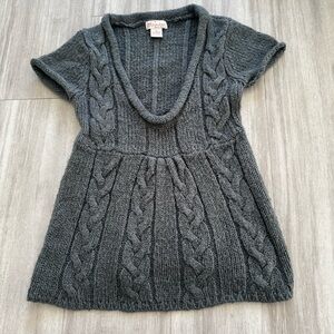 Grey knitted short sleeve y2k babydoll top - Glimmer by JJ Basics